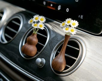 Daisy Car Diffuser Vent Clip, Car Vent Clip Air Freshener, Cute car Accessories for Women, Aesthetic Car Decor, Wooden Vase Car Diffuser