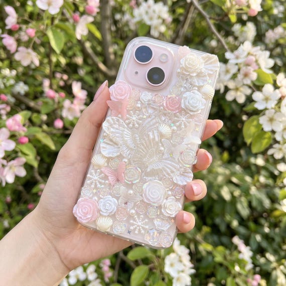 Rhinestone Pearlescent Phone Case Pearls Bows Phone Case Rhinestone Pearlescent Phone Case Pearls Bows Phone Case