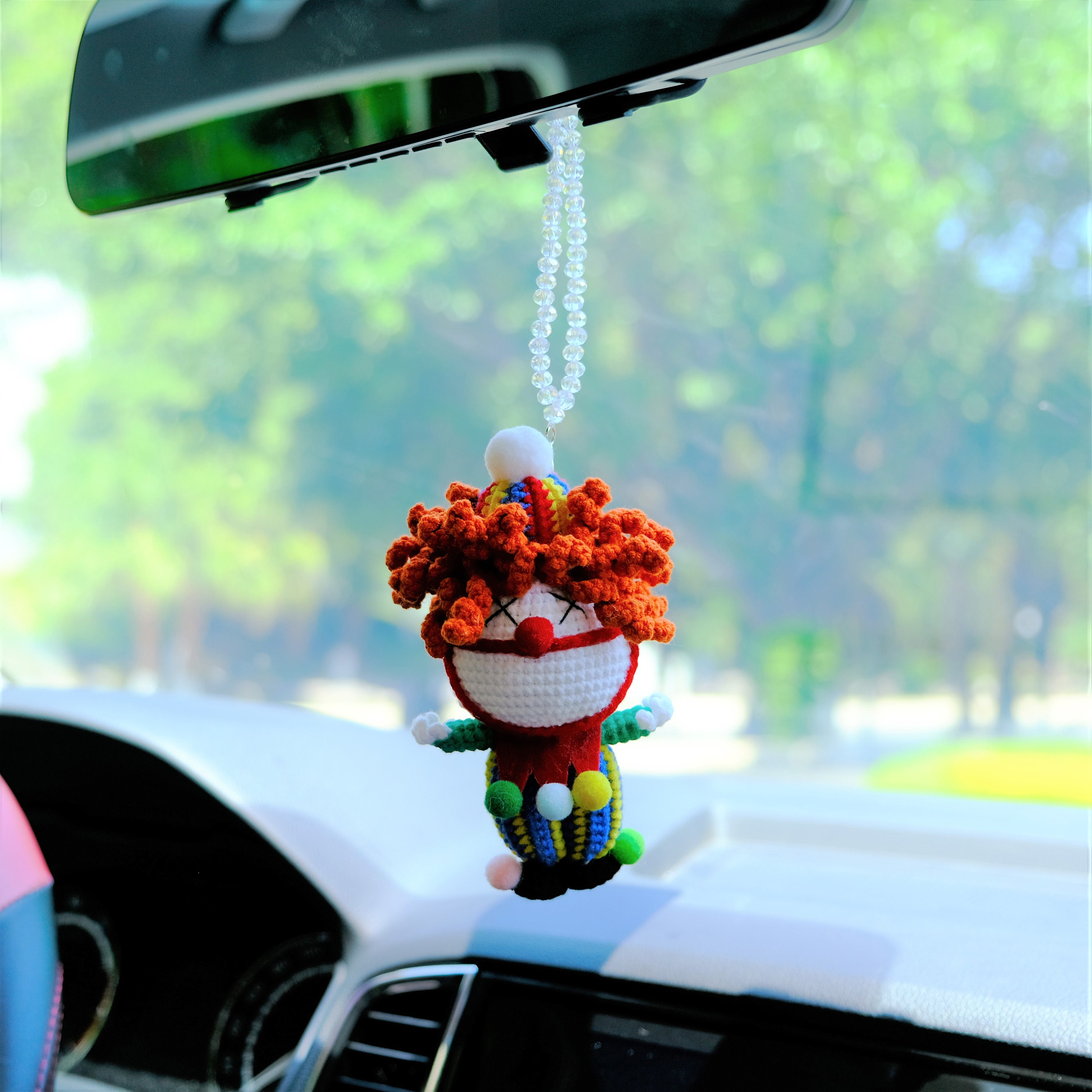 Accessorio Per Specchietto Retrovisore Auto Fatto A Mano A Maglia - Fiore Lavorato Con Prolunga 15 Cm - 5