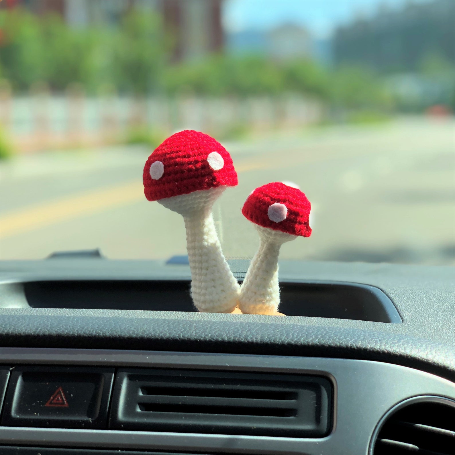 Cute Mushroom Car Dashboard Decor Crochet Mushrooms Car Etsy