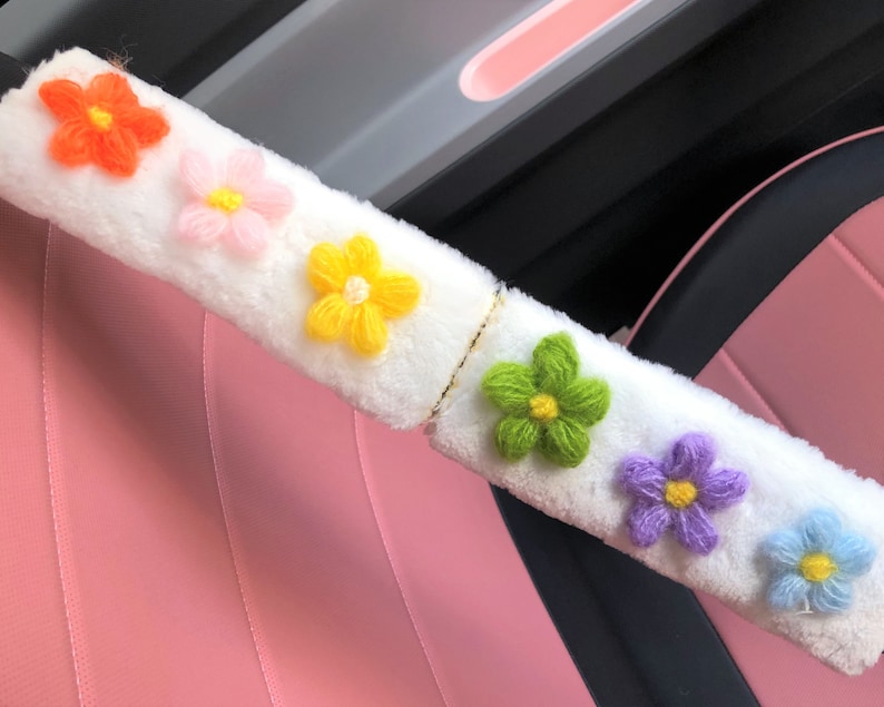 Cute Fuzzy Steering Wheel Cover Crochet Flower Steering Wheel Etsy