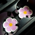 Crochet Car Coaster Set, Daisy Flower Car Drink Coaster, Kawaii Car Accessories for Women, Cute Car Coasters, Car Cup Holder Coasters
