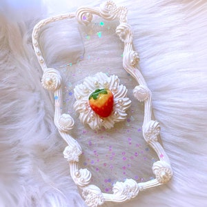 Decoden Phone Case, Cute Strawberry Phone Case, Bling 3D iPhone Case, Baroque Phone Case for iPhone 11/12/13/14 Pro Max, OnePlus, Galaxy