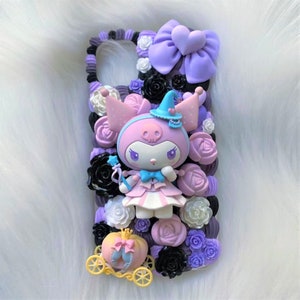 Decoden Phone Case, Bunny/Rose/Pumpkin Phone Case, Anime Phone Case, Kawaii Black & Pink Case for iPhone 12/13/14/15/16 Pro Max, Galaxy
