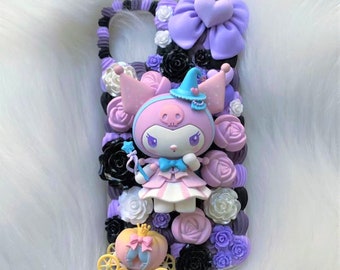 Decoden Phone Case, Bunny/Rose/Pumpkin Phone Case, Anime Phone Case, Kawaii Black & Pink Case for iPhone 12/13/14/15 Pro Max, Galaxy