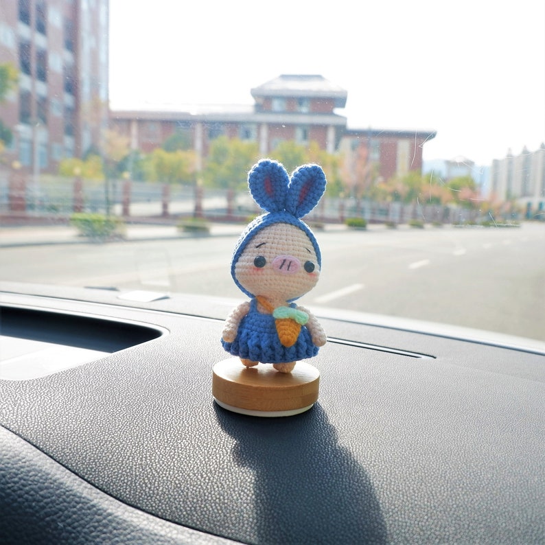 Cute Car Dashboard Accessories Crochet Piggy Doll Car Etsy