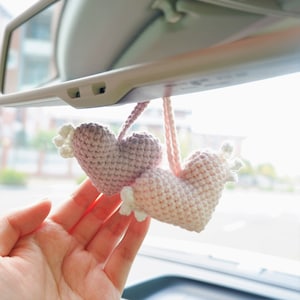 Crochet Heart Wings Car Mirror Hanging Accessory: Interior Car Decor