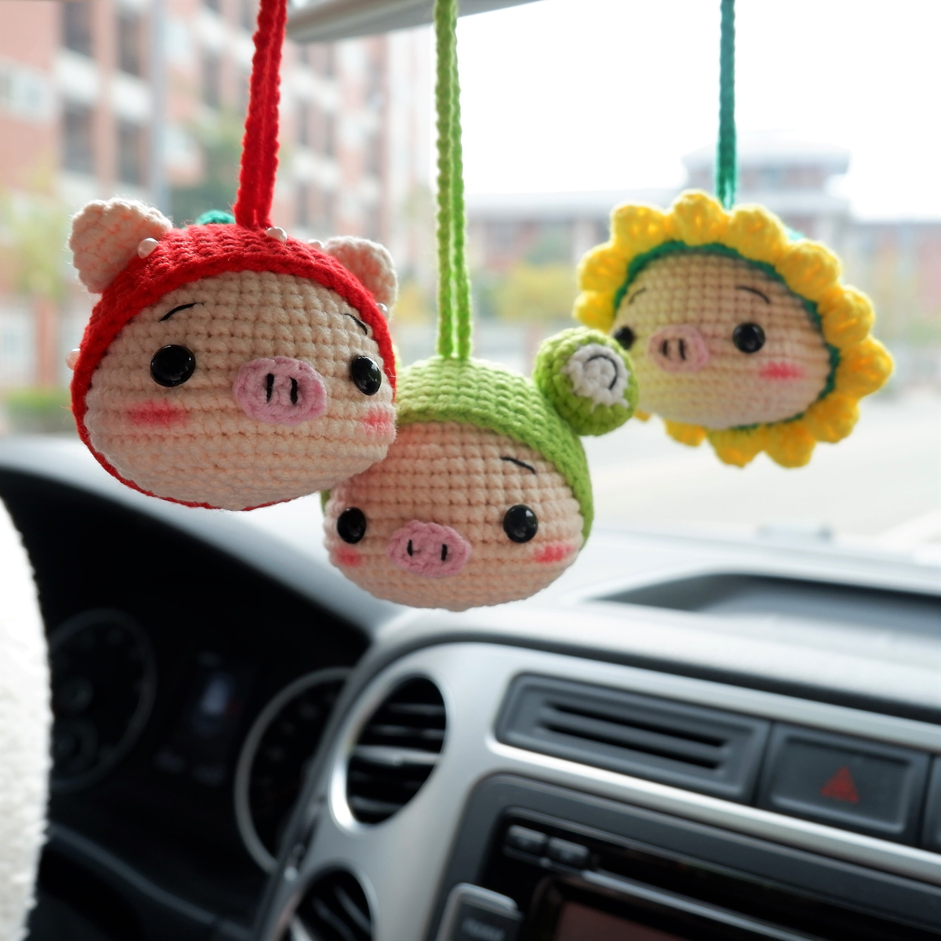 Crochet Mushroom & Daisy Car Mirror Hanging Accessories, Mushroom Car Rear  View Mirror Accessories, Boho Interior Car Accessory for Women 