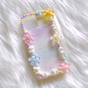 Decoden Phone Case, Cherry Blossom Phone Case, Rainbow Flower Phone Case, Boho Phone Case for iPhone 13/14/15 Pro Max, Galaxy, Custom Gift