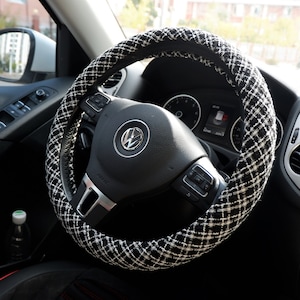 Lenkradabdeckung Minimalismus, Tweed-Lenkradabdeckung, Winter-Autozubehör für Frauen / Männer, handgefertigte rutschfeste Lenkradabdeckung