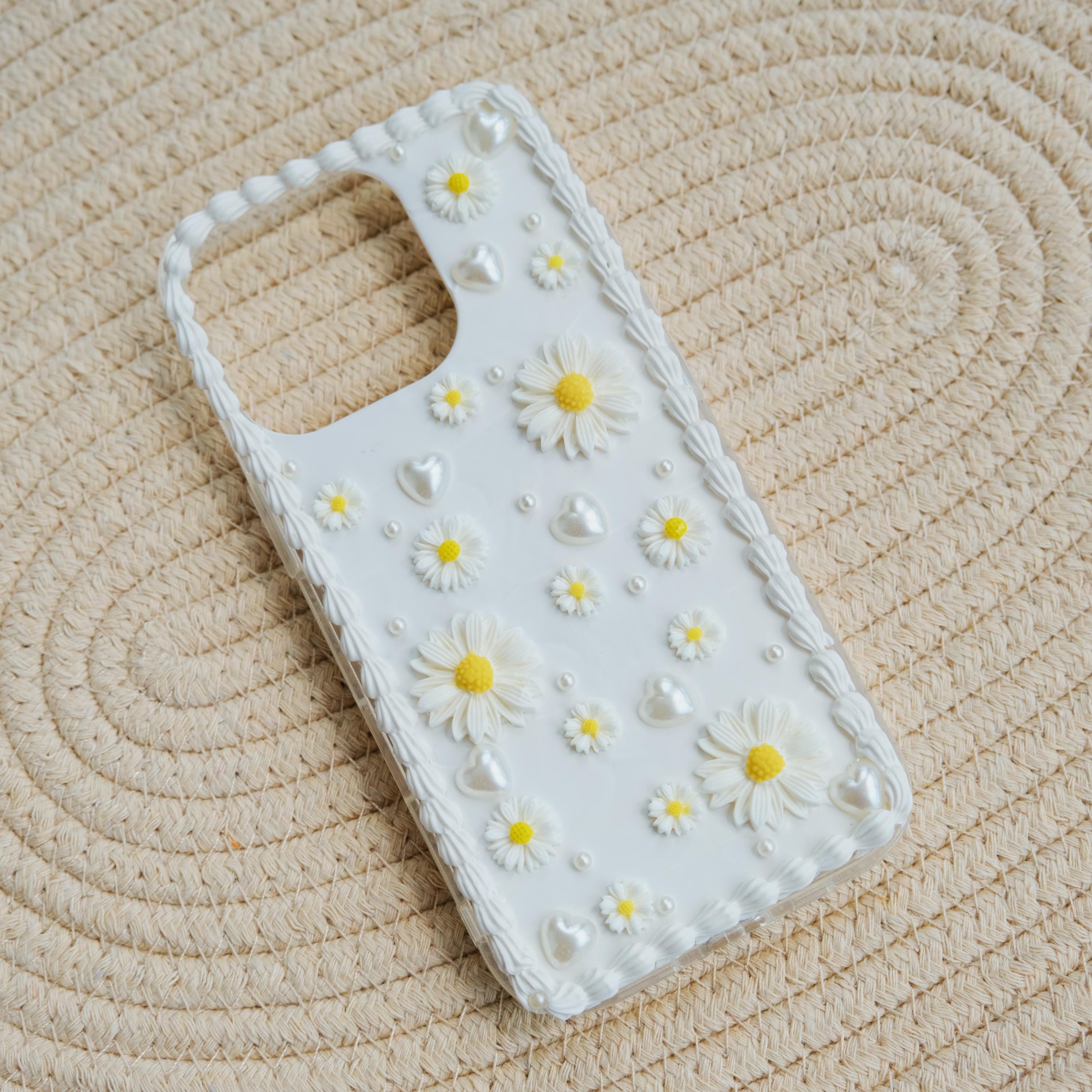 Custom Decoden Phone Case, Daisy Flower/pearl Phone Case