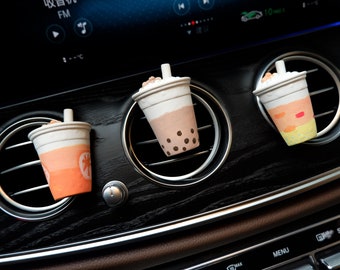 2Pcs Car Vent Clips, Bubble Tea Car Air Freshener, Boba Milk Tea Car Accessories for Teen, Funny Car Interior Decor, Car Vent diffuser