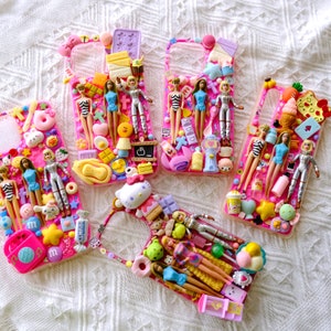 Clearance Sale | Decoden Phone Case, Kawaii Barbie Dolls 3D Phone Case, Strawberry/Sakura/Daisy Rainbow Phone Case for iPhone, Galaxy