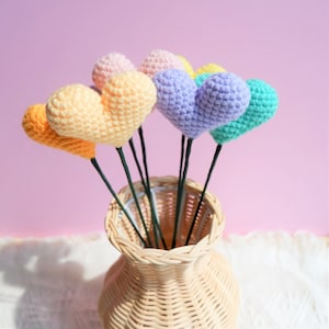Crochet Flower Bouquet: Rainbow Hearts, Handmade Floral Arrangement