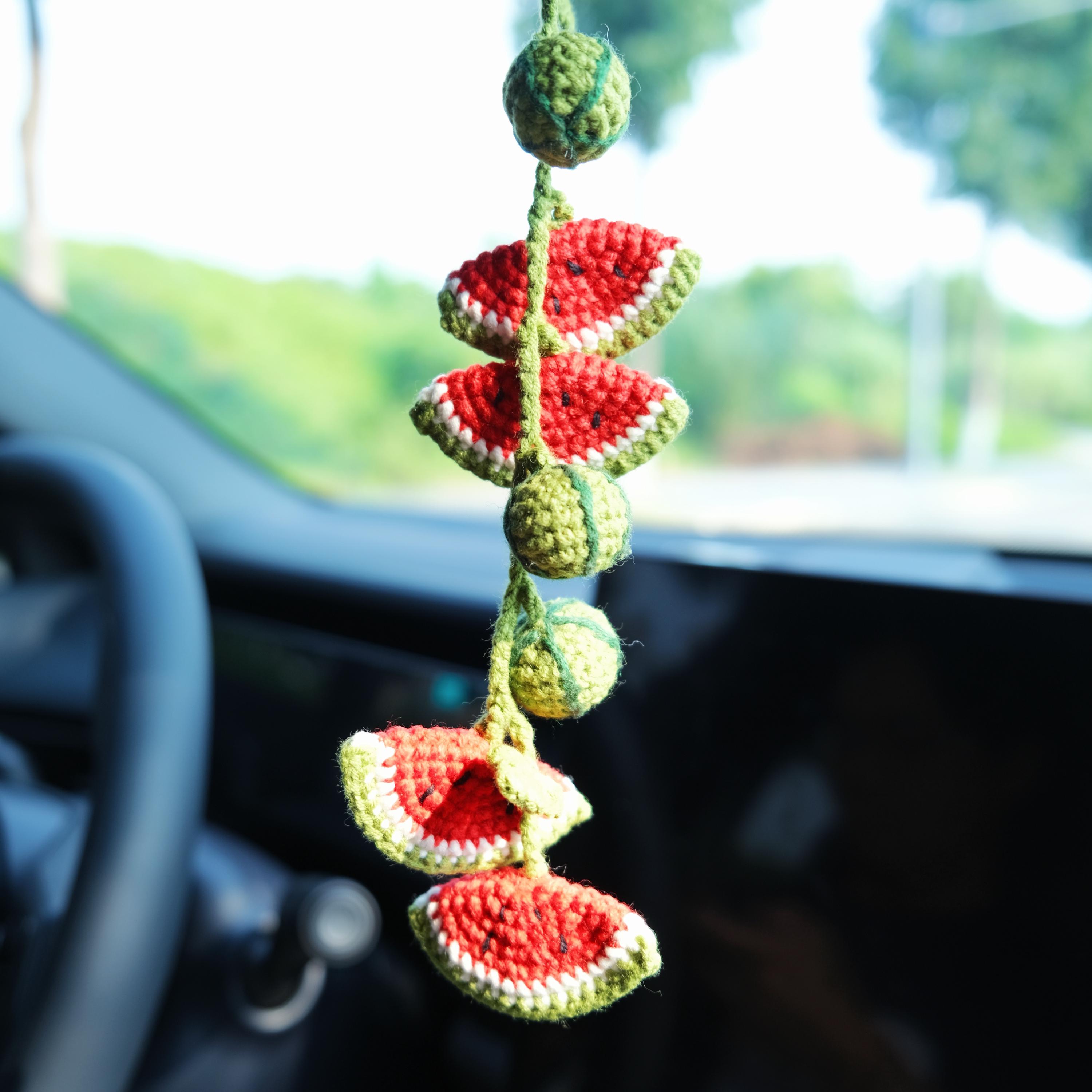 Watermelon Car Mirror Hanging Accessories, Crochet Car Hanger