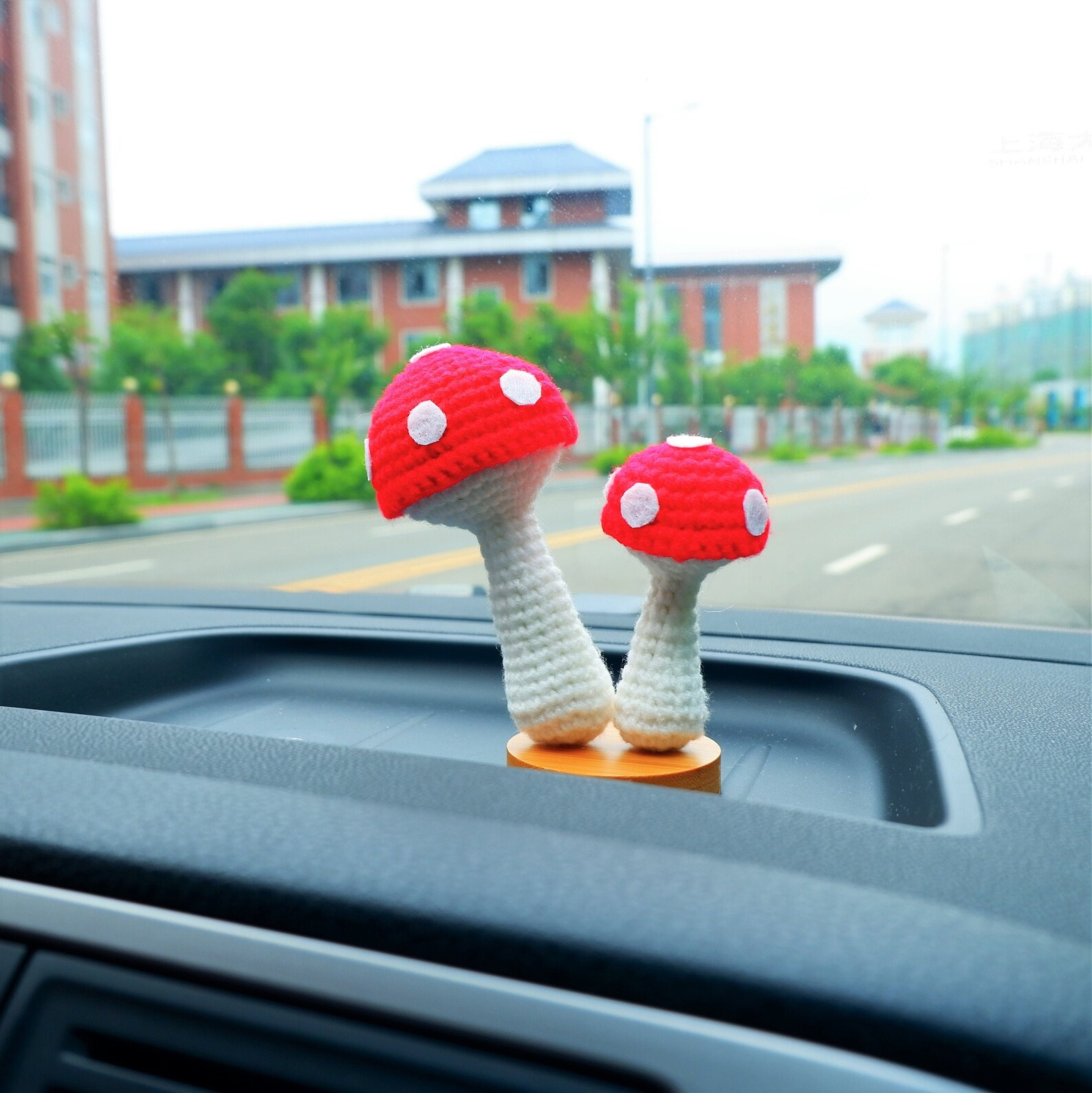 Cute Mushroom Car Dashboard Decor Crochet Mushrooms Car Etsy