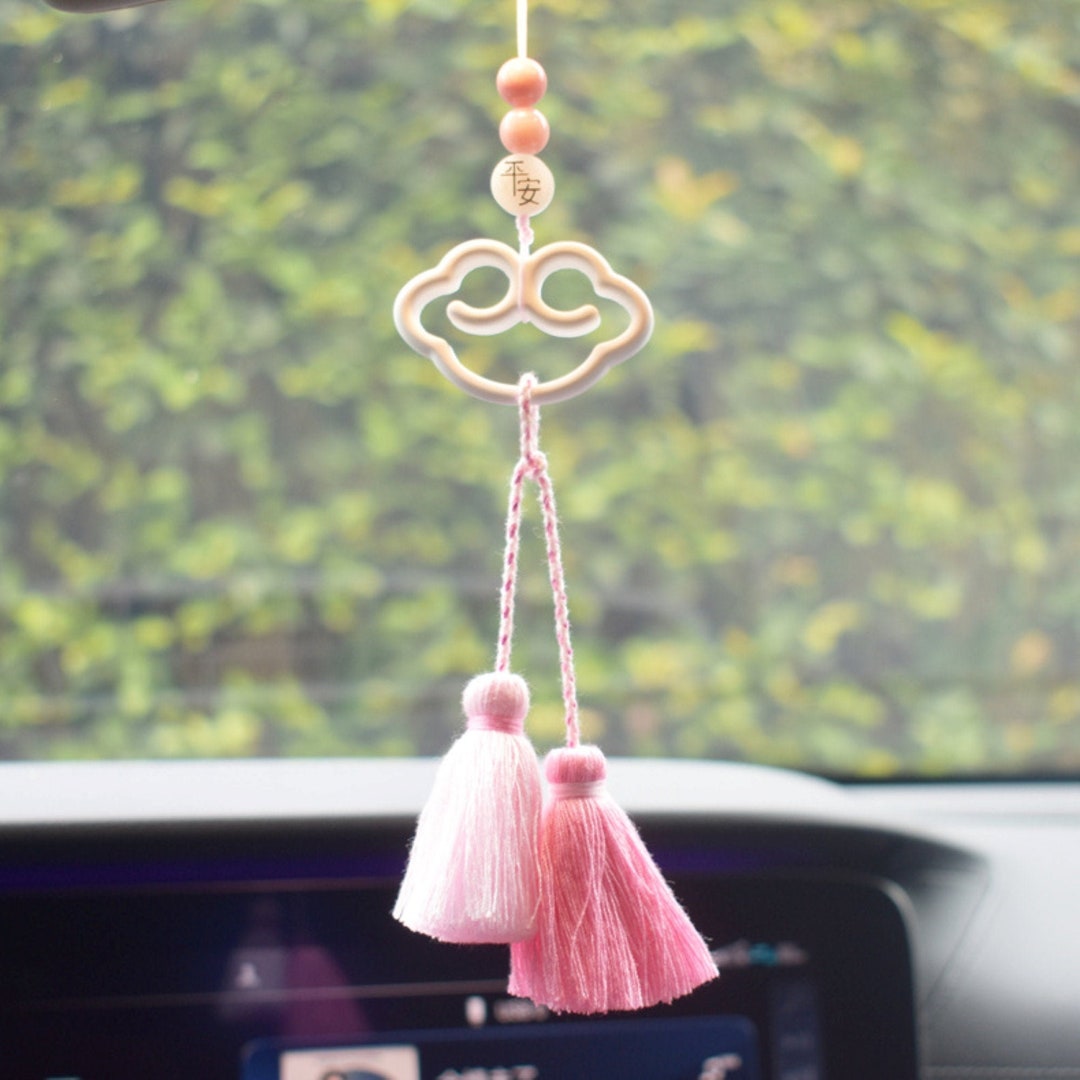 Car Air Freshener Mirror Hanging, Cute Clouds/tassel Decorated Car