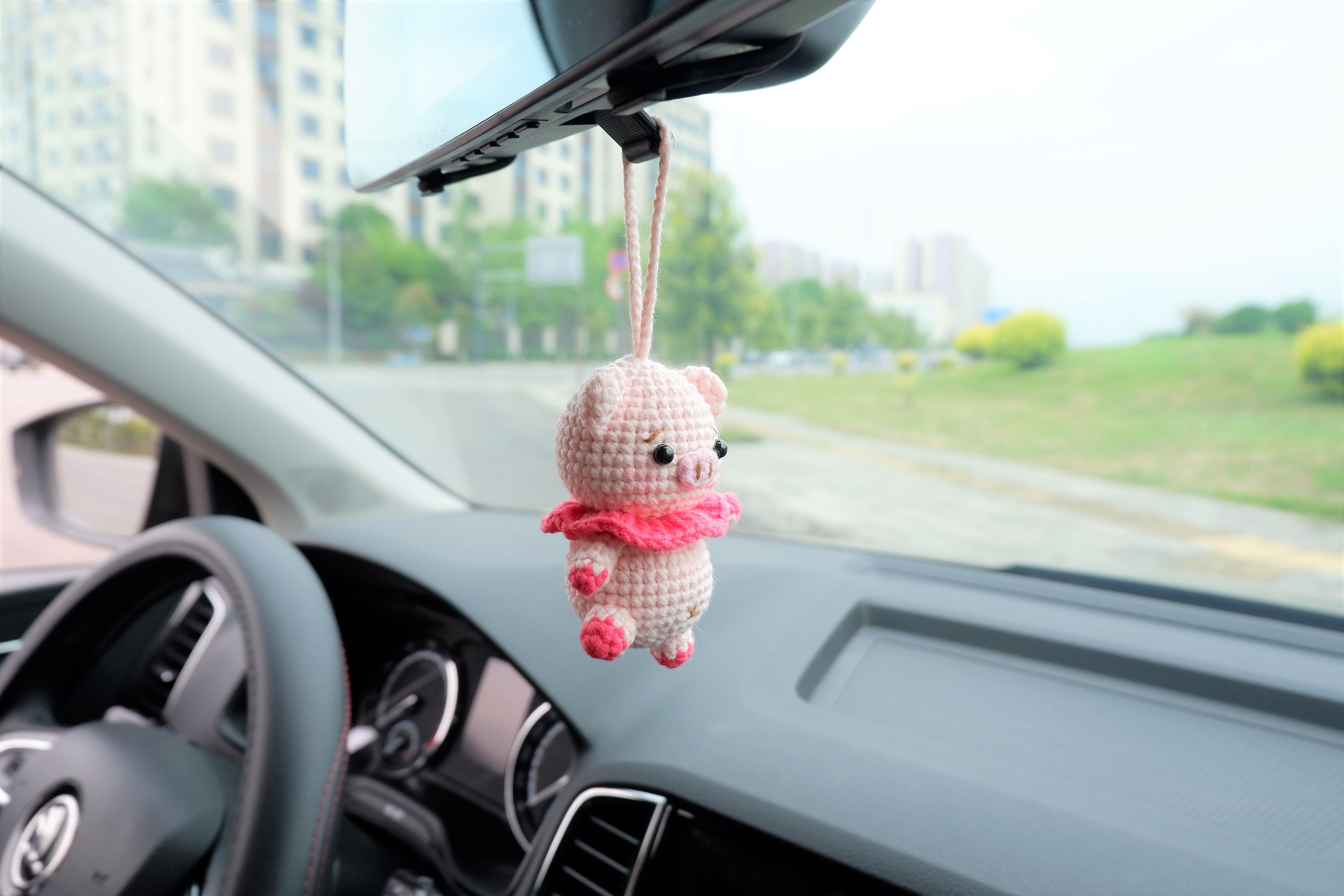 Cute Car Mirror Hanging Accessories Crochet Ballet Piggy Car - Etsy UK