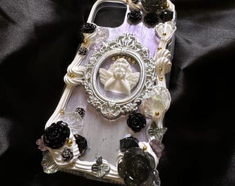 Custom Decoden Phone Case, Angel/Rose/Butterfly/Pearl/Seashell Aesthetic Phone Case, 3D Phone Case for iPhone 14/15/16/17 Pro Max, Samsung