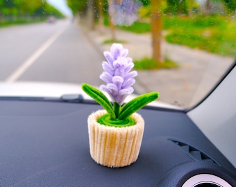 Chenille Lavender Car Accessory, Lavender Plant Car Dashboard Decor, Cute Car Accessories Interior, Cute Car Accessories for Women