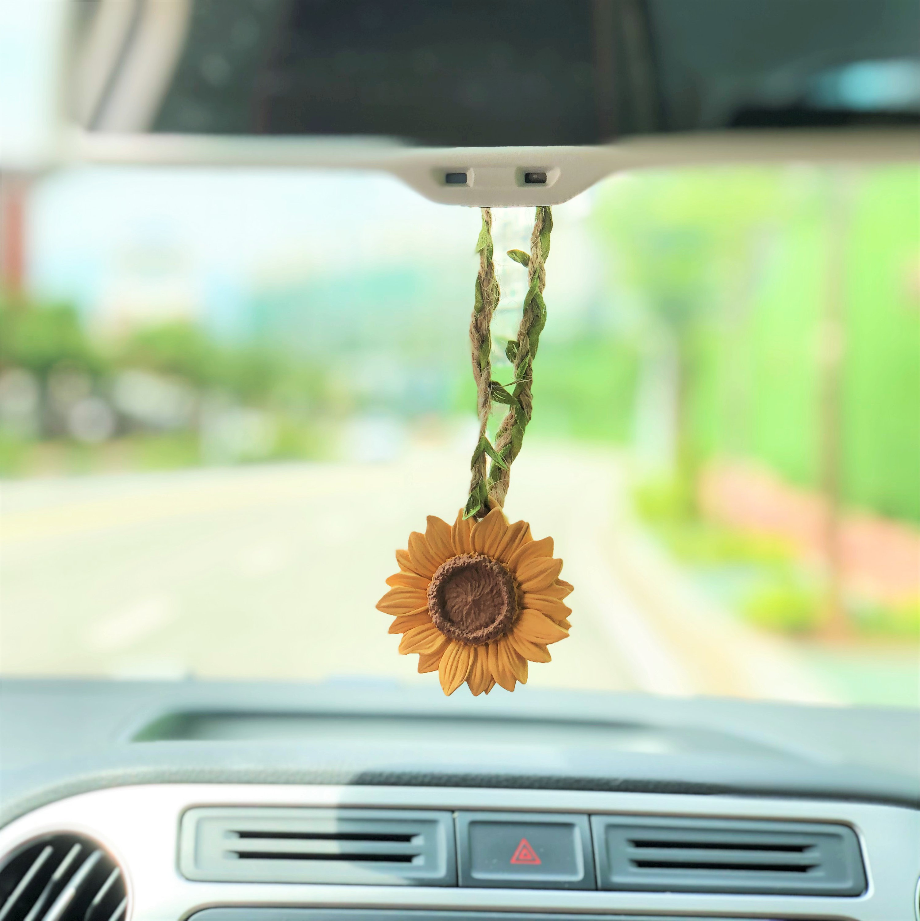 Sunflower Car Mirror Hanging Accessory, Cute Rear View Mirror