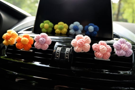 Crochet Flowers Car Vent Clip Rainbow Daisy Car Air -  Finland