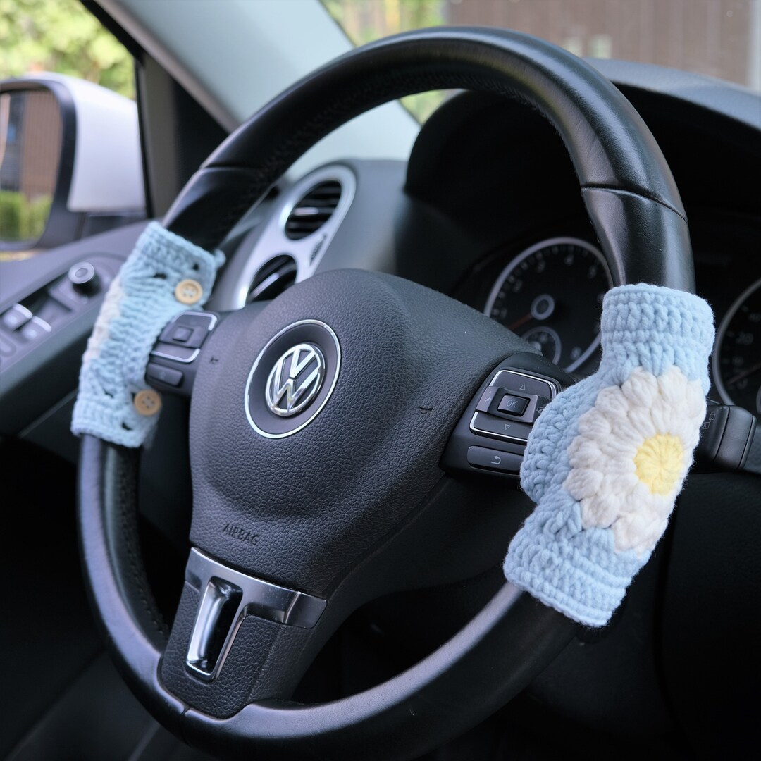 Adjustable Steering Wheel Cover Crochet Daisy Steering Wheel Etsy