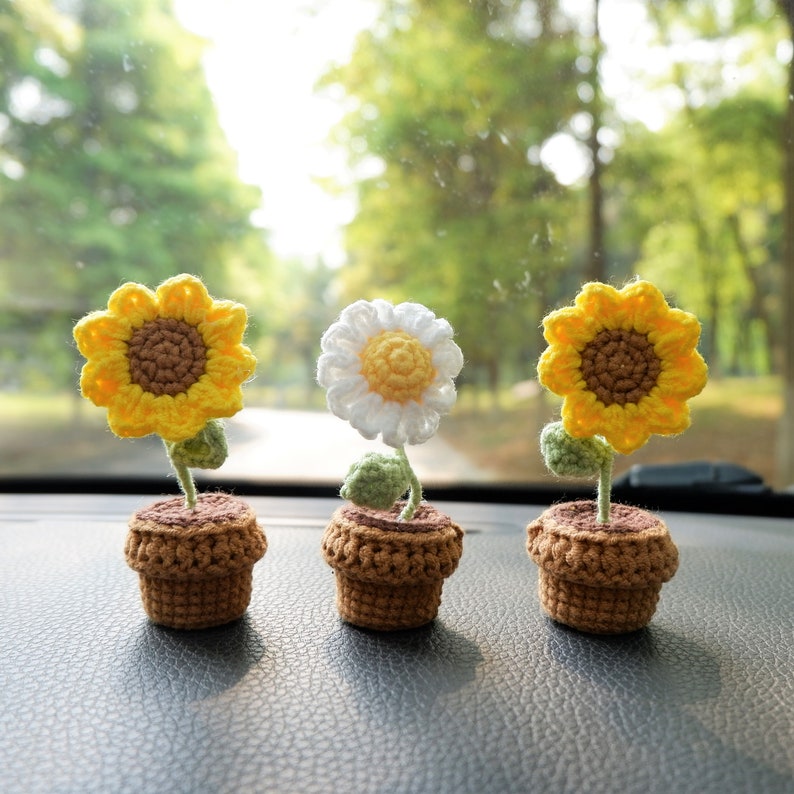 3pcs/2pcs Mini Sunflower/daisy Flower Car Accessories Cute Etsy