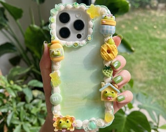 Funda para teléfono Decoden, diseño kawaii 3D de rana, dulces y comida, funda de anime para iPhone 12/13/14/15/16/17 Pro Max, Google y Galaxy