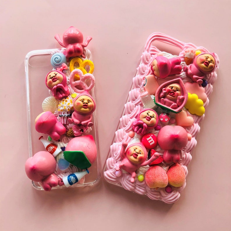 Decoden Phone Case, Cute Kobito Dolls Phone Case, 3D IPhone Case, Kawaii Whip Cream Phone Case for iPhone 12/13/14 Pro Max, OnePlus, Galaxy 