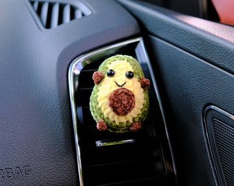 Crochet Avocado Car Vent Clip, Kawaii Smiley Avocado Car Air Freshener, Anime Interior Car Accessories, Cute Car Accessories Interior