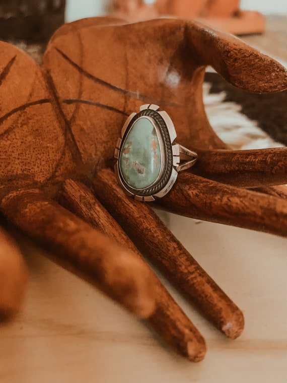 Turquoise Navajo Ring, Sterling Ring Turquoise Ri… - image 1