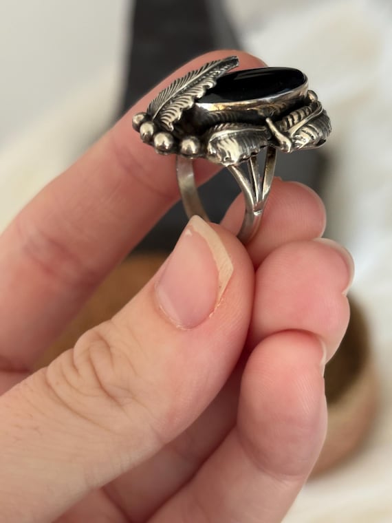 Native American Black Onyx Ring,Statement Ring,Na… - image 4