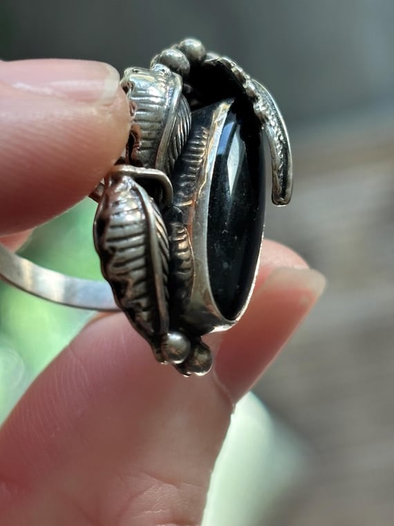 Native American Black Onyx Ring,Statement Ring,Na… - image 7
