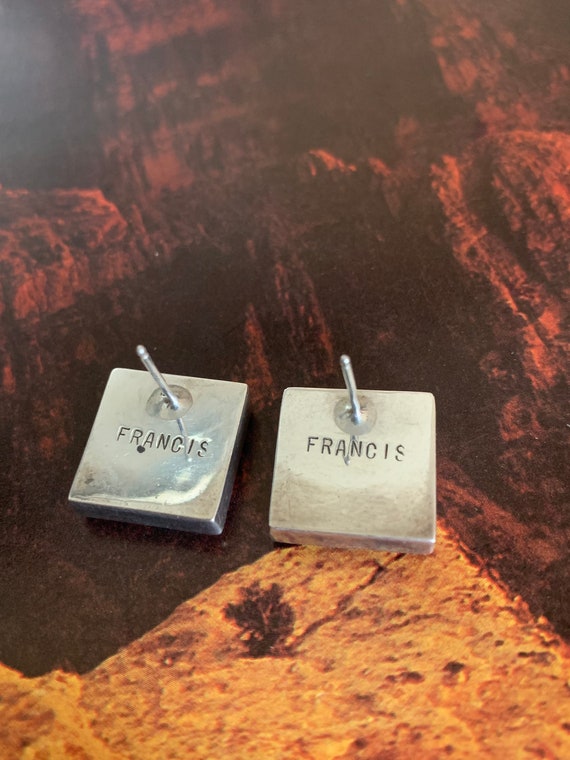 Native American Sterling Inlay Stud Earrings,Nati… - image 5