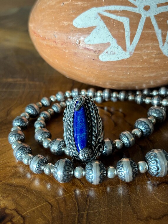 Sterling Silver Lapis Ring,Statement Ring,Southwe… - image 5