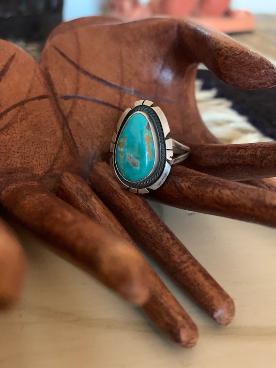Turquoise Navajo Ring, Sterling Ring Turquoise Ri… - image 4