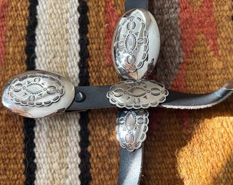 Vintage Nickel Silver Concho Belt,leather Belt,navajo Concho Belt