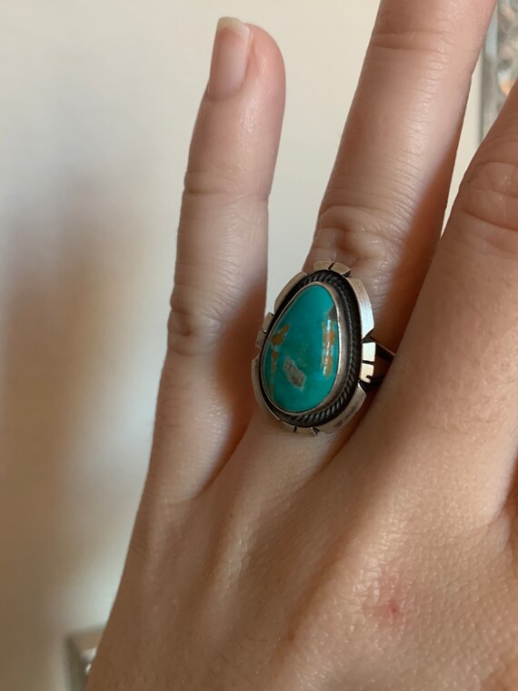 Turquoise Navajo Ring, Sterling Ring Turquoise Ri… - image 8