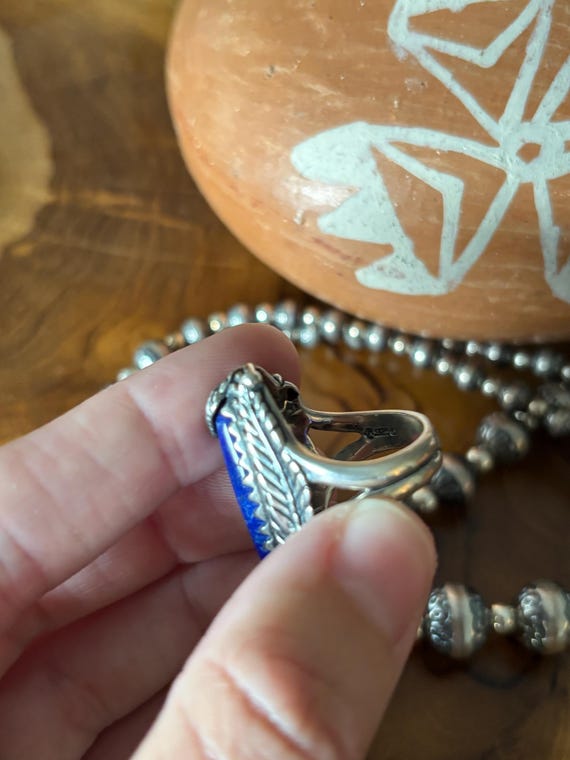 Sterling Silver Lapis Ring,Statement Ring,Southwe… - image 8