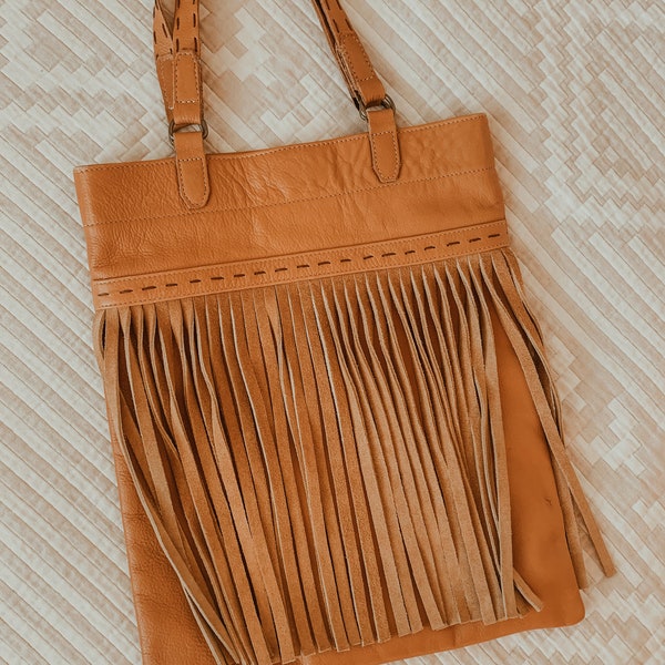 Vintage Fringe Tote Bag,Vintage Chico’s Purse,Leather Bag,Leather Tote,Shoulder Bag,Fringe,Accessories,Gift For Her,Bag,Rodeo,Western