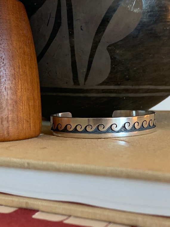 Vintage Hopi Wave Cuff,Native American Bracelet,H… - image 3