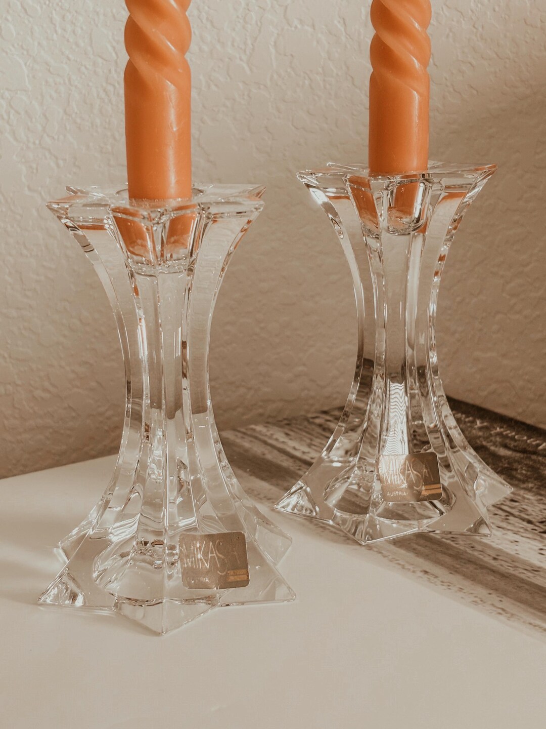 Vintage Mikasa Candlestick Holders,pair of Candlesticks,crystal ...
