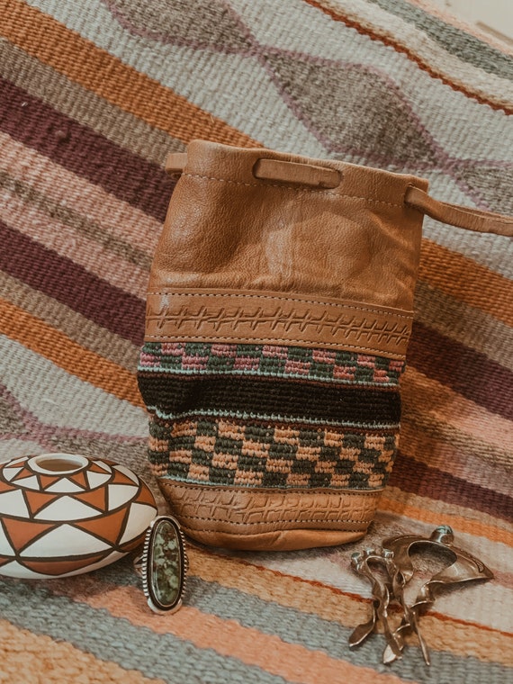 Vintage Tooled Leather Pouch,Bag,Travel Bag,Travel