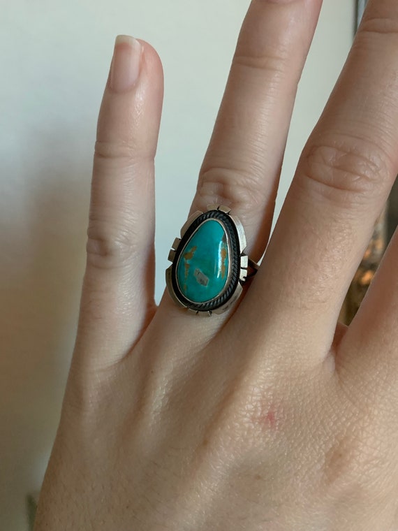 Turquoise Navajo Ring, Sterling Ring Turquoise Ri… - image 7