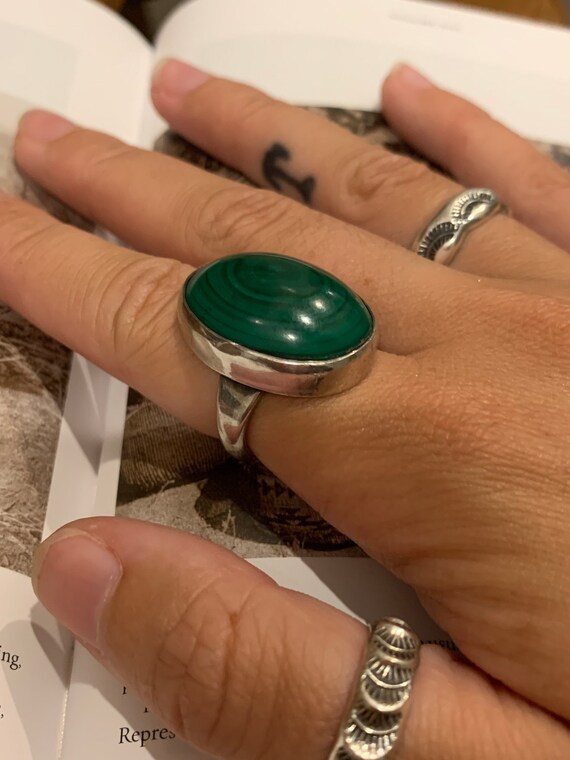 Vintage Malachite Ring,Malachite Jewelry,Sterling… - image 3