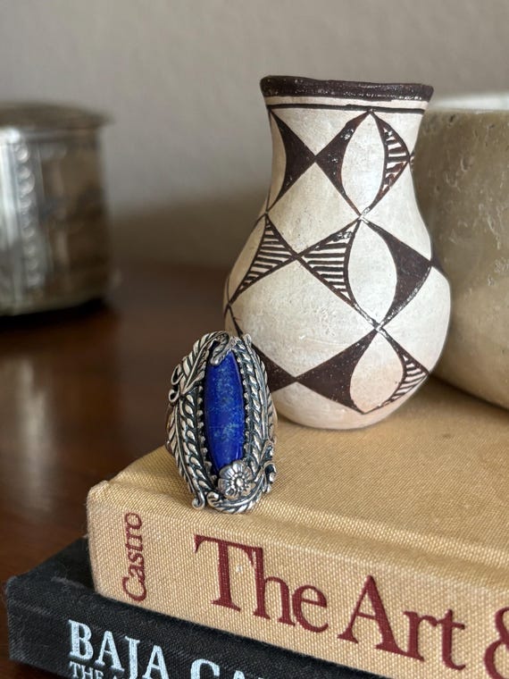 Sterling Silver Lapis Ring,Statement Ring,Southwe… - image 2