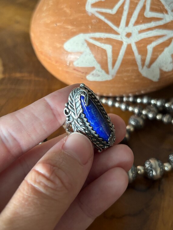 Sterling Silver Lapis Ring,Statement Ring,Southwe… - image 6