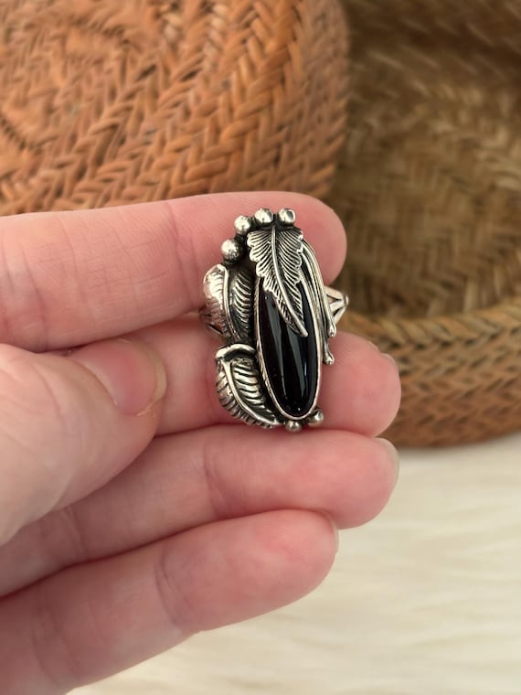 Native American Black Onyx Ring,Statement Ring,Na… - image 3