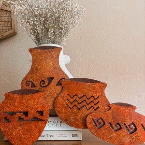 Southwest Metal Art,Wall Art,Wall Hanging,Southwestern Style,Copper,Navajo Pots,Native American Pot,Vase,Sculpture Wall Art,Arizona
